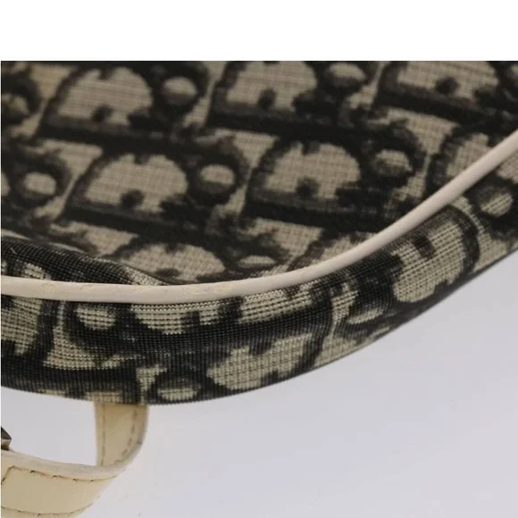 CHRISTIAN DIOR TROTTER Canvas Saddle Pouch Black/ White PREOWNED - Picture 16 of 16